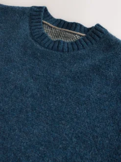 Navy Blue Relaxed Fit Knitted Mountain Landscape Crew Neck Jumper