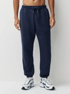 Navy Blue Relaxed Fit Slim Fit Brushback Heavyweight Joggers