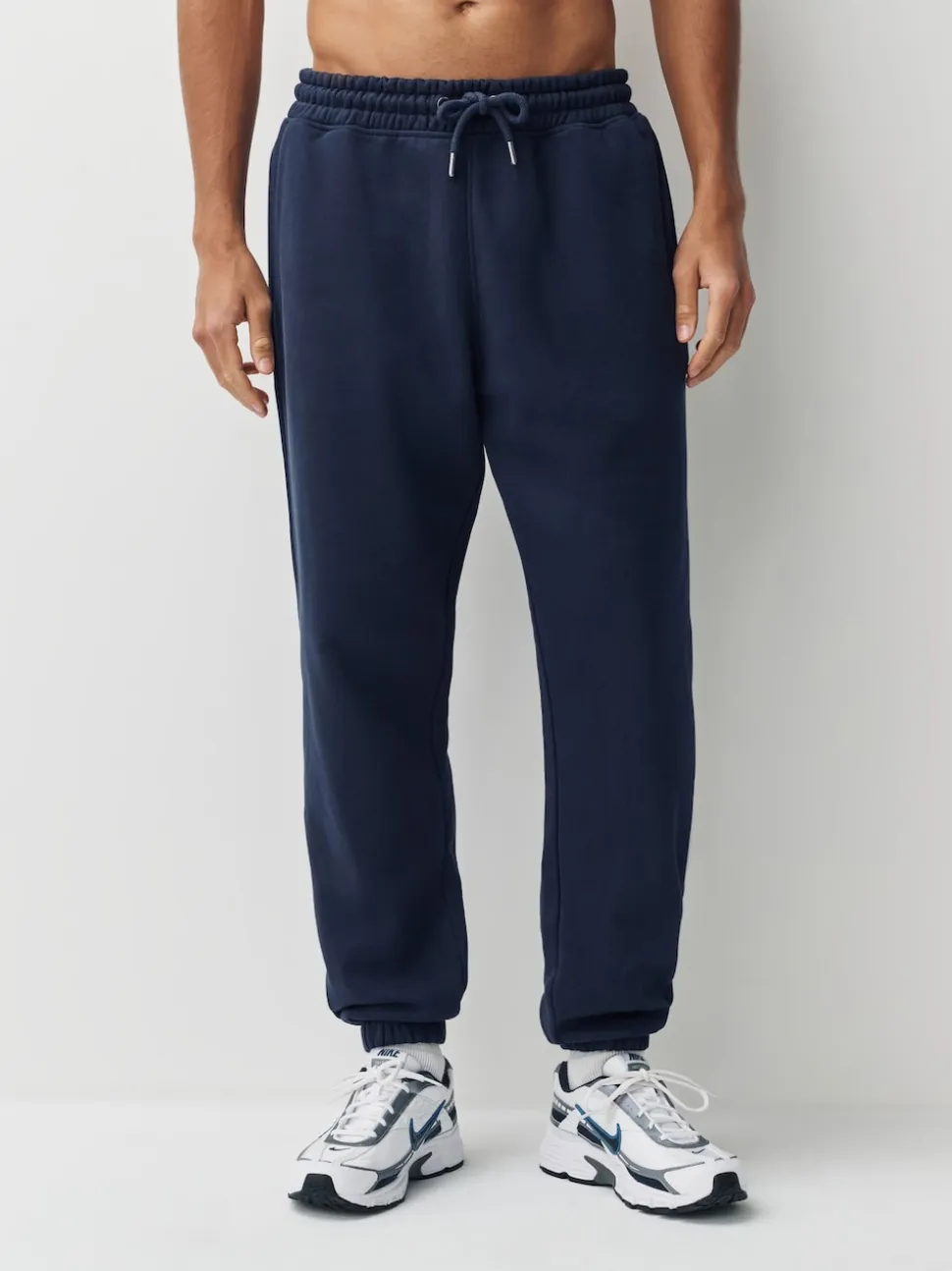 Navy Blue Relaxed Fit Slim Fit Brushback Heavyweight Joggers