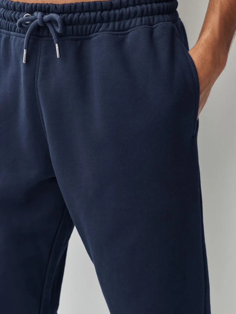 Navy Blue Relaxed Fit Slim Fit Brushback Heavyweight Joggers