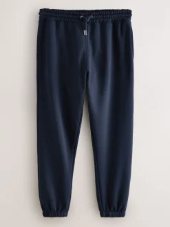 Navy Blue Relaxed Fit Slim Fit Brushback Heavyweight Joggers