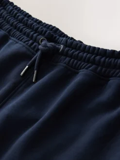 Navy Blue Relaxed Fit Slim Fit Brushback Heavyweight Joggers