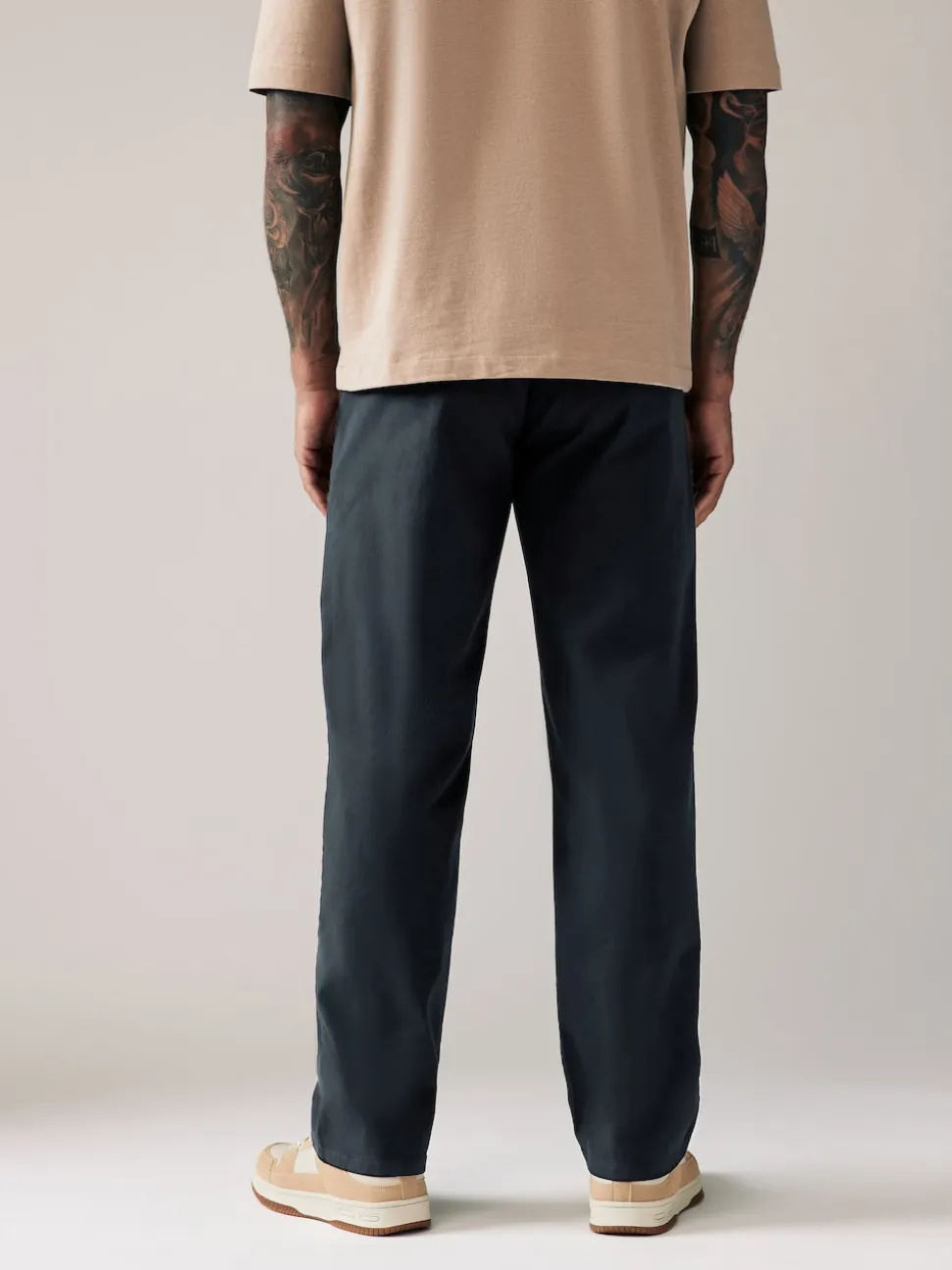 Navy Blue Relaxed Fit Stretch Chinos Trousers