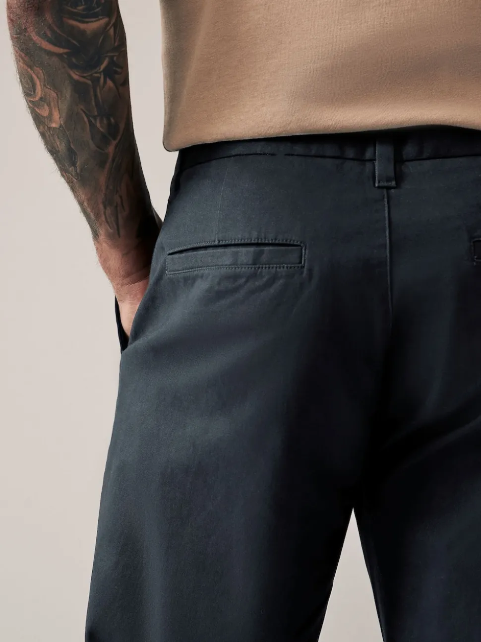 Navy Blue Relaxed Fit Stretch Chinos Trousers