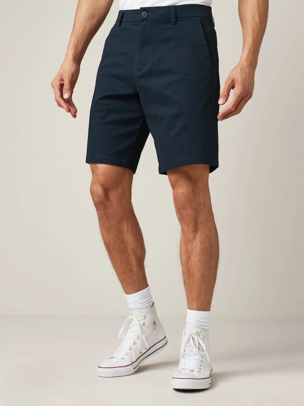 Navy Blue Relaxed Fit Stretch Chinos Shorts