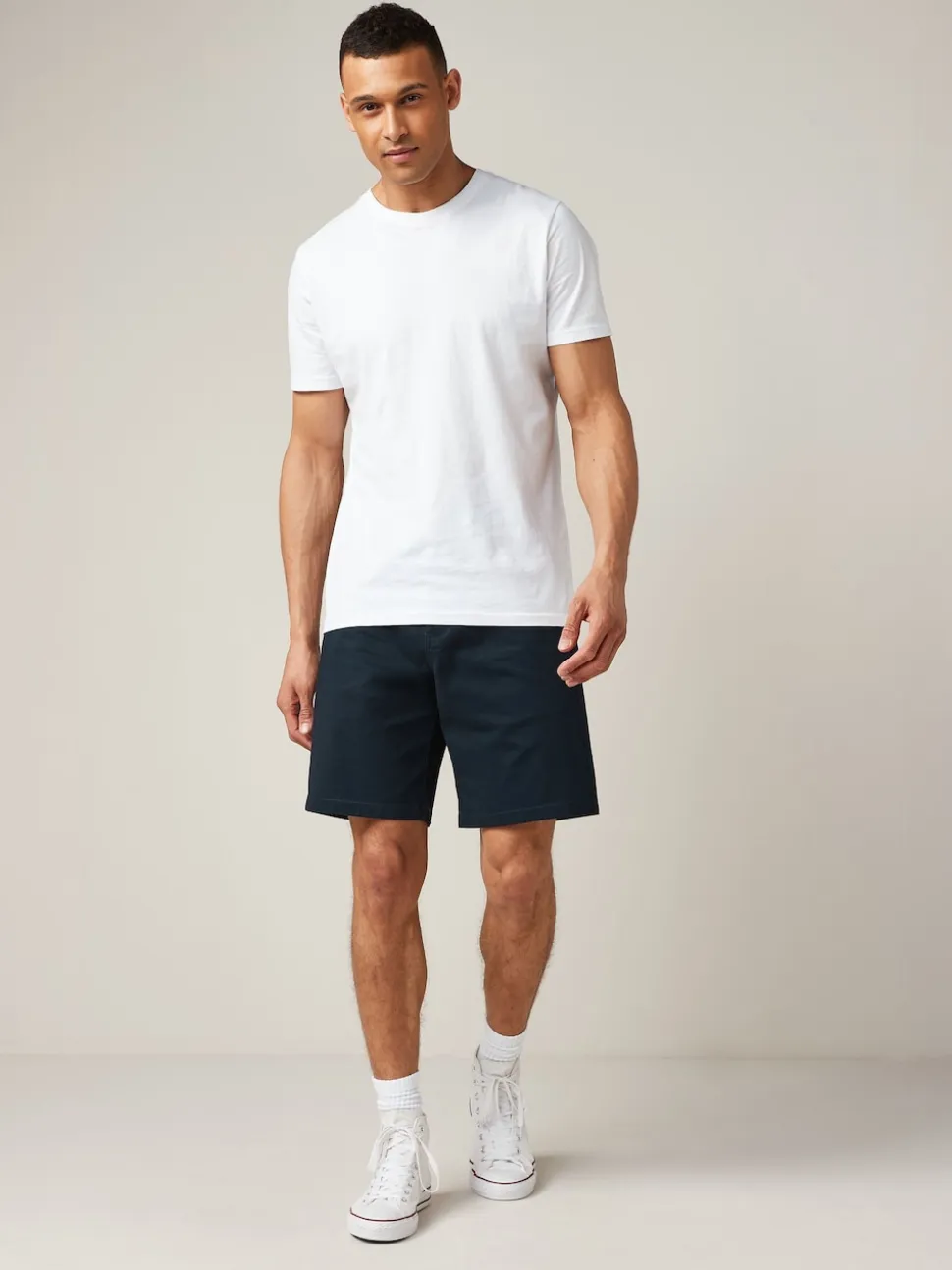 Navy Blue Relaxed Fit Stretch Chinos Shorts