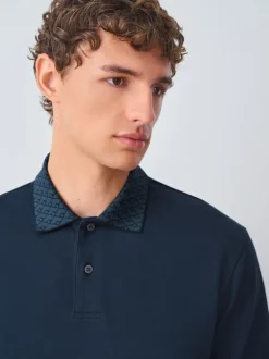 Navy Blue Short Sleeve Smart Collar Polo Shirt