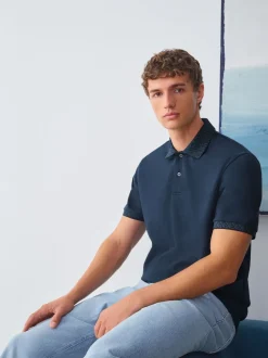 Navy Blue Short Sleeve Smart Collar Polo Shirt