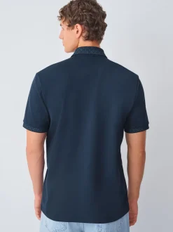 Navy Blue Short Sleeve Smart Collar Polo Shirt