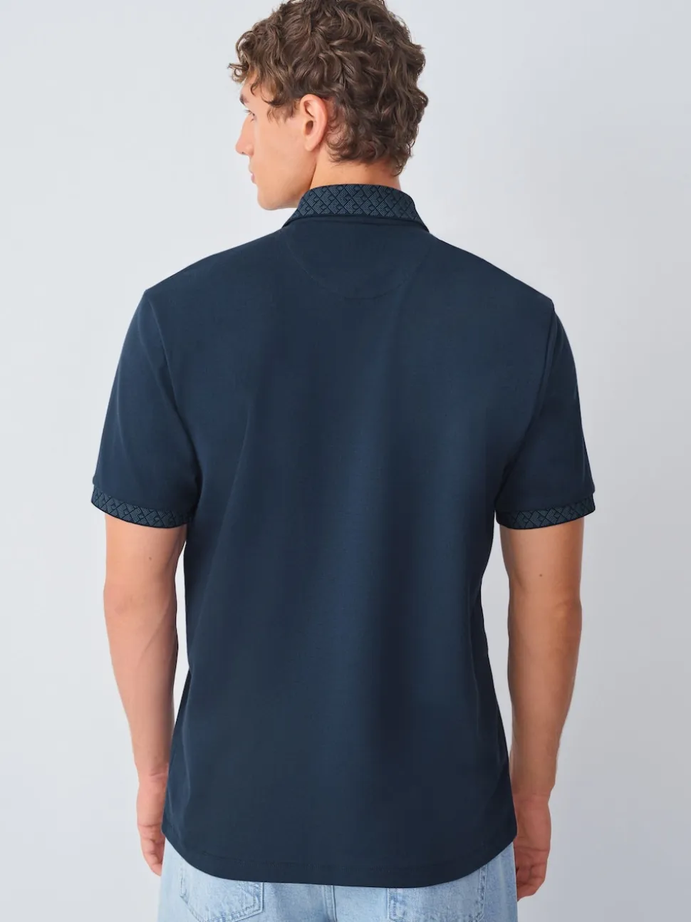 Navy Blue Short Sleeve Smart Collar Polo Shirt