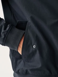 Navy Blue Shower Resistant Check Lining Harrington Jacket