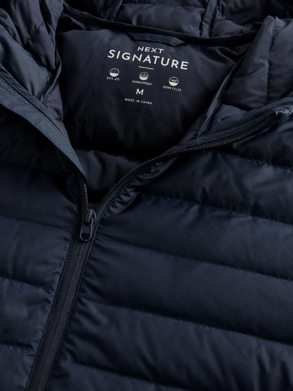 Navy Blue Shower Resistant Lightweight Hooded Puffer Coat Jacket