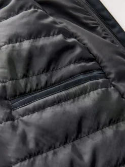 Navy Blue Shower Resistant Padded Funnel Neck Coat