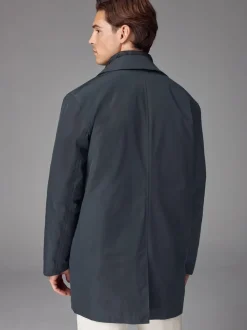 Navy Blue Shower Resistant Padded Funnel Neck Coat