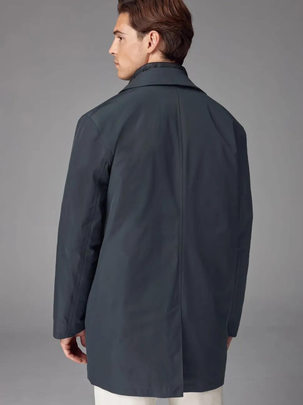 Navy Blue Shower Resistant Padded Funnel Neck Coat