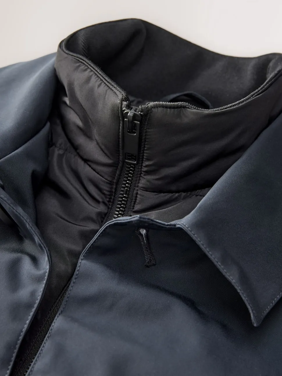 Navy Blue Shower Resistant Padded Funnel Neck Coat