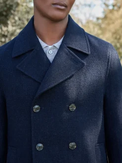 Navy Blue Signature 100% Wool Pea Coat
