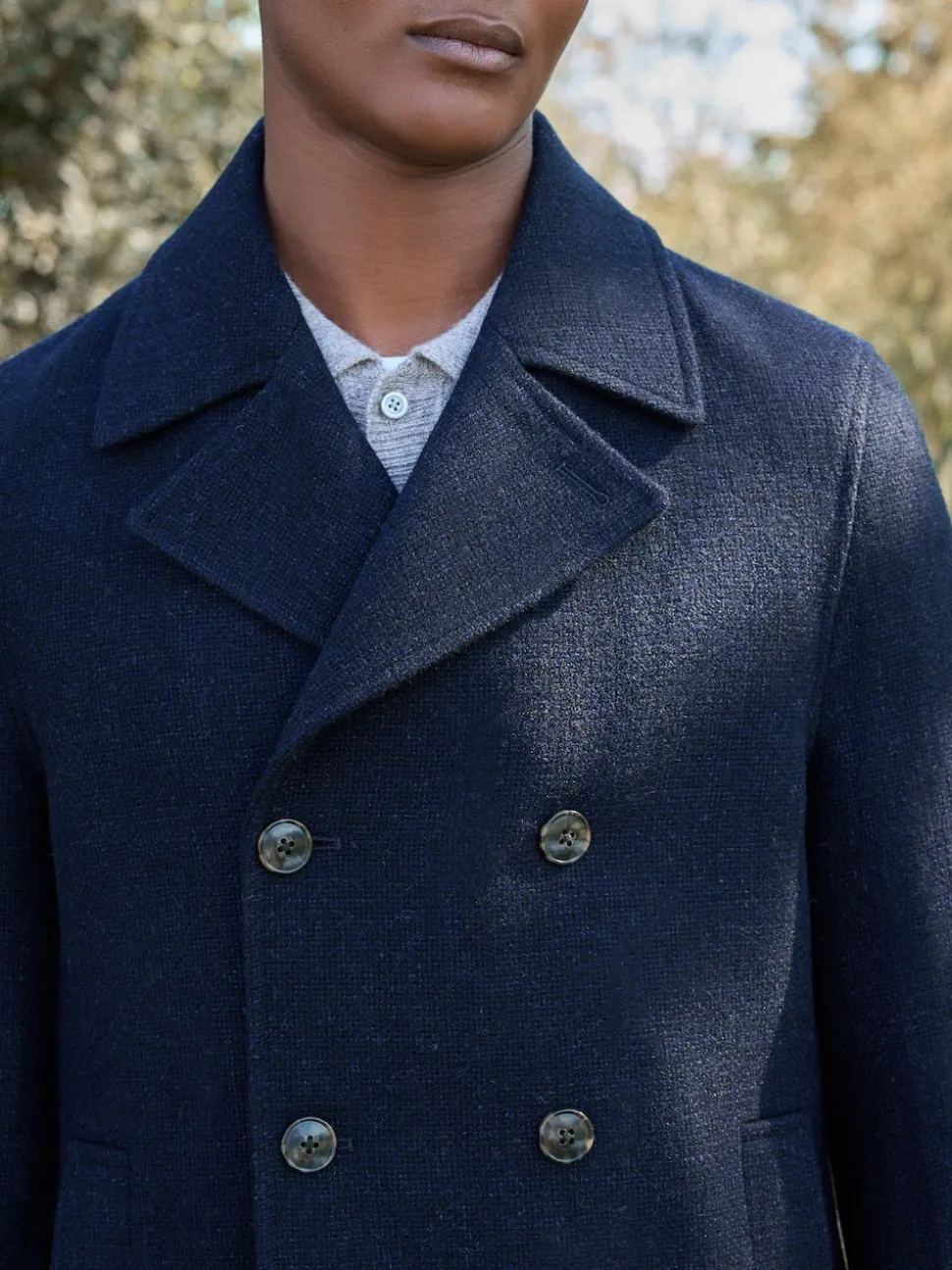 Navy Blue Signature 100% Wool Pea Coat