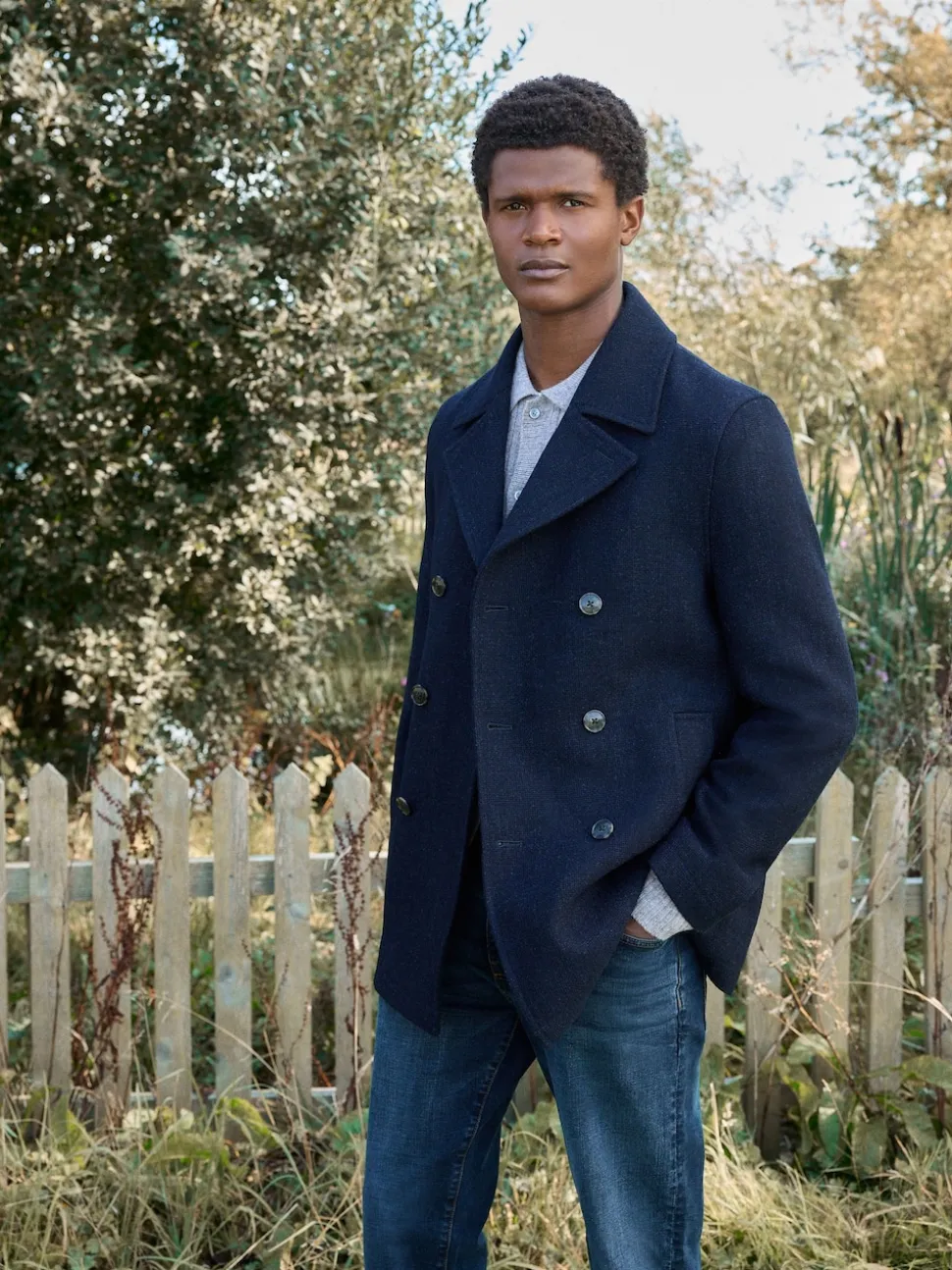 Navy Blue Signature 100% Wool Pea Coat