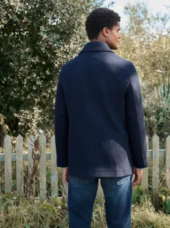 Navy Blue Signature 100% Wool Pea Coat