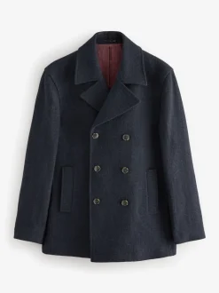 Navy Blue Signature 100% Wool Pea Coat