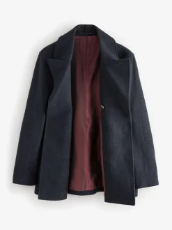 Navy Blue Signature 100% Wool Pea Coat