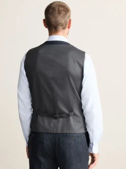 Navy Blue Signature Abraham Moon 100% British Wool Donegal Suit Waistcoat
