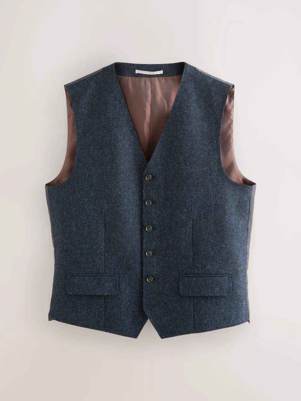 Navy Blue Signature Abraham Moon 100% British Wool Donegal Suit Waistcoat