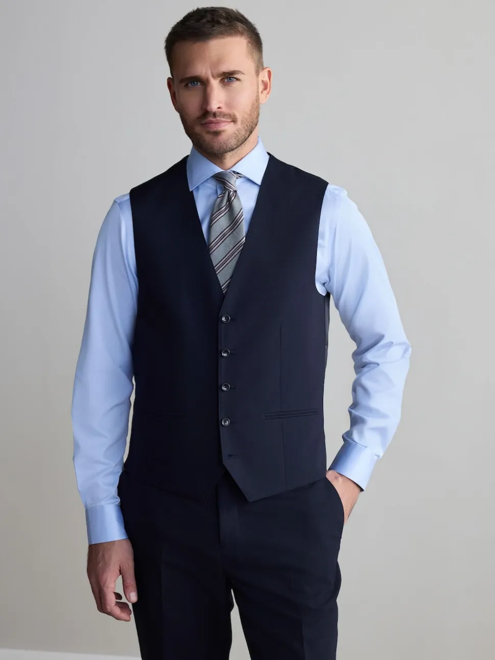 Navy Blue Signature Nova Fides Wool Waistcoat