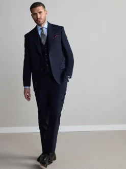 Navy Blue Signature Nova Fides Wool Waistcoat