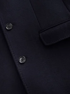 Navy Blue Signature Soft Touch Wool Rich Italian Fabric Epsom Overcoat With Cashmere