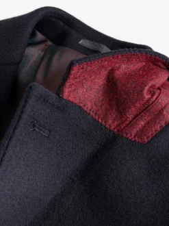 Navy Blue Signature Soft Touch Wool Rich Italian Fabric Epsom Overcoat With Cashmere