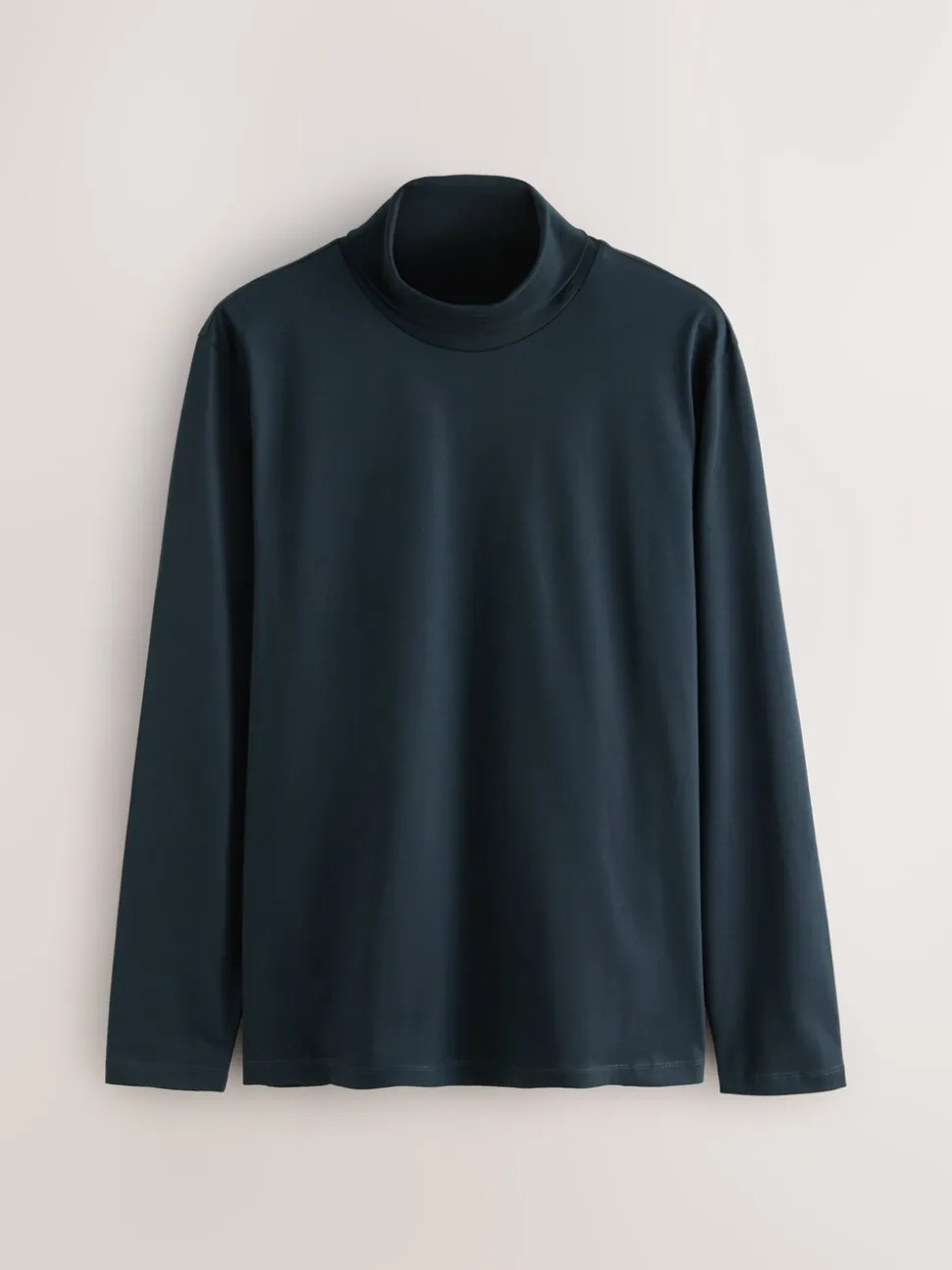 Navy Blue Signature SUPIMA® Cotton Long Sleeve Roll Neck T-Shirt