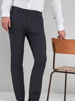 Navy Blue Skinny Fit Stretch Smart Trousers