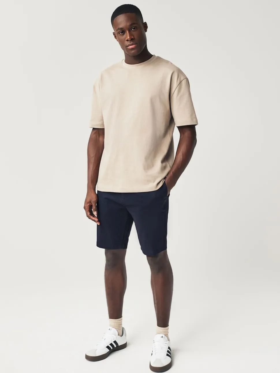 Navy Blue Skinny Fit Stretch Chinos Shorts