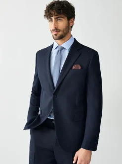 Navy Blue Skinny Fit Textured Suit Jacket
