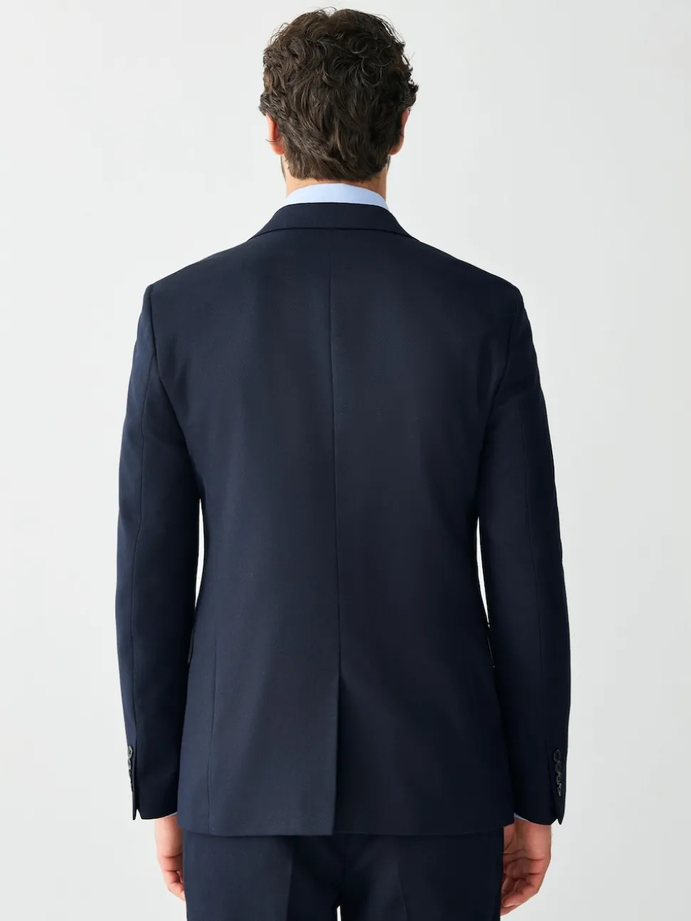 Navy Blue Skinny Fit Textured Suit Jacket
