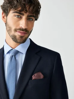 Navy Blue Skinny Fit Textured Suit Jacket