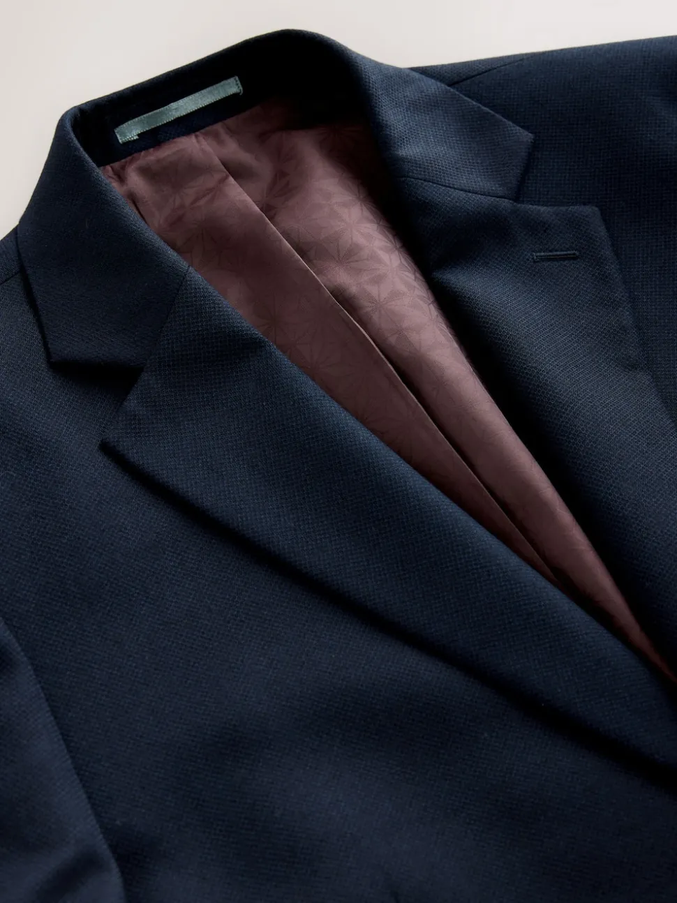 Navy Blue Skinny Fit Textured Suit Jacket