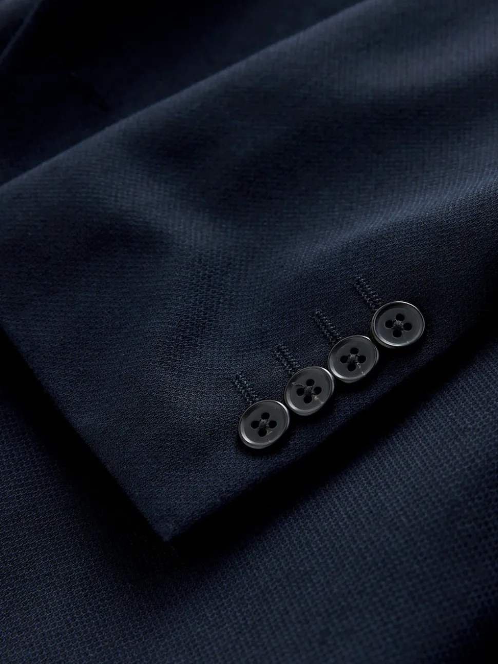 Navy Blue Skinny Fit Textured Suit Jacket