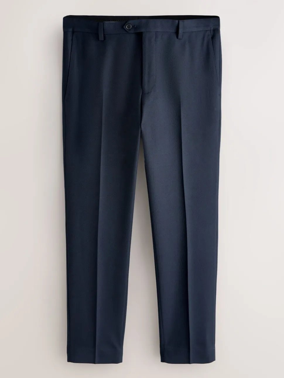 Navy Blue Skinny Fit Textured Suit Trousers
