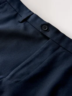 Navy Blue Skinny Fit Textured Suit Trousers