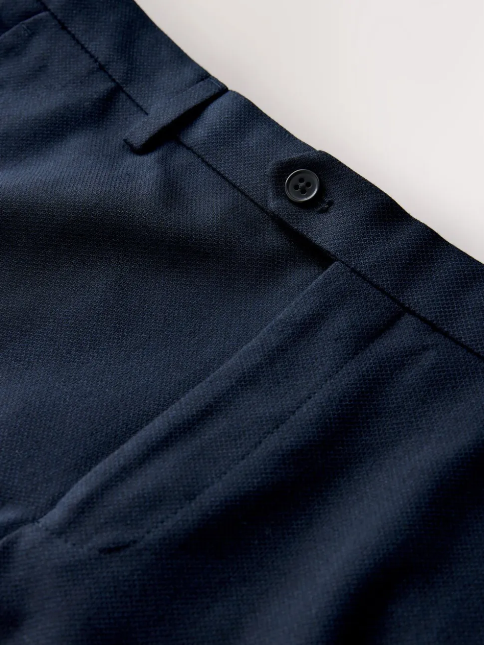 Navy Blue Skinny Fit Textured Suit Trousers