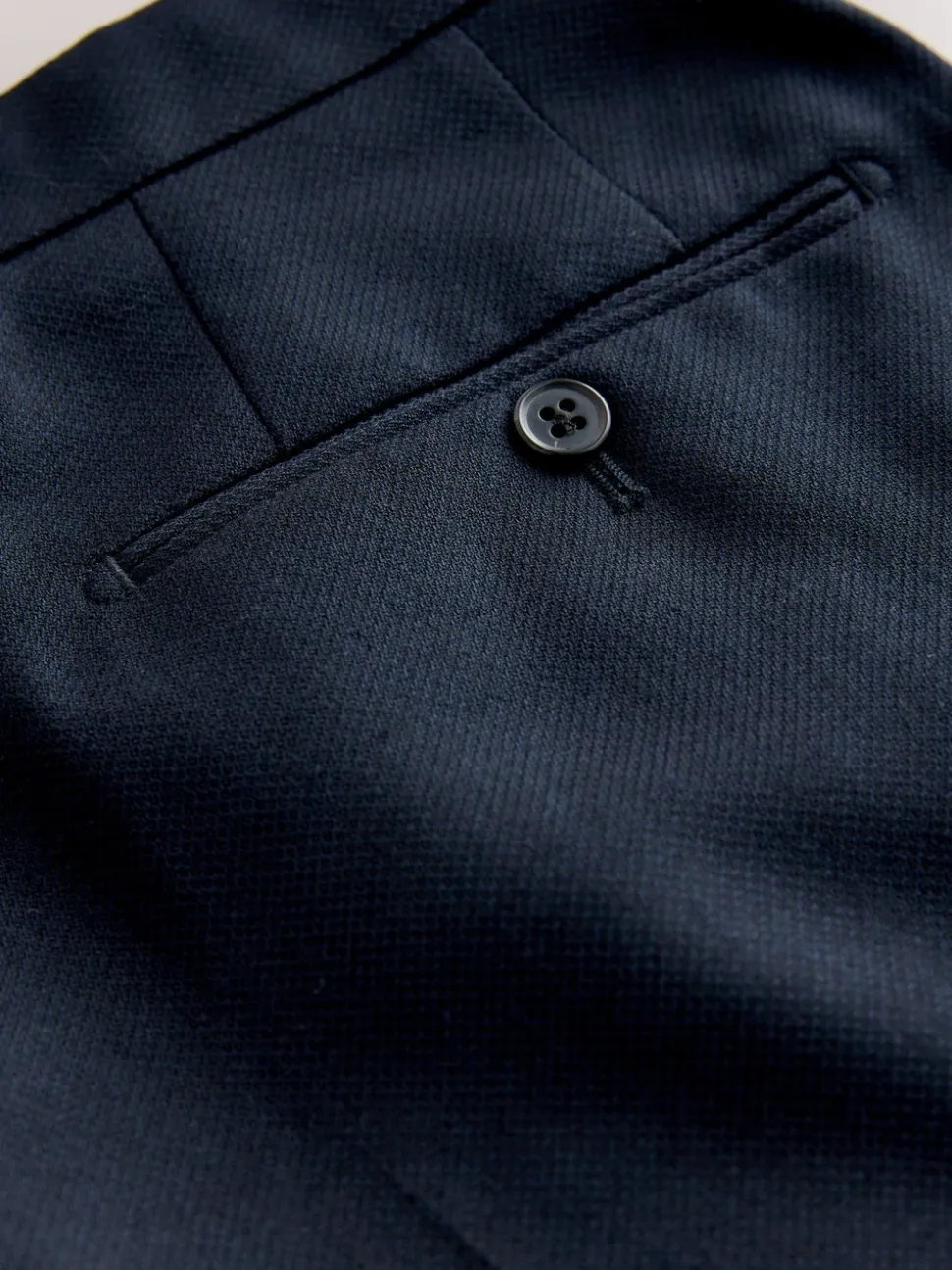 Navy Blue Skinny Fit Textured Suit Trousers