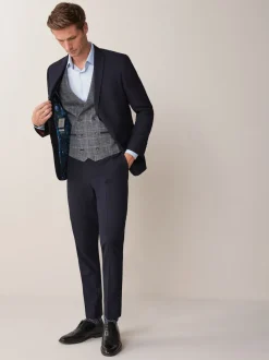 Navy Blue Skinny Fit Two Button Suit Jacket