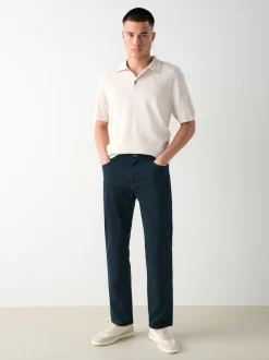 Navy Blue Slim Fit 5 Pocket Soft Touch Trousers