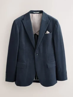 Navy Blue Slim Fit Corduroy Suit Jacket