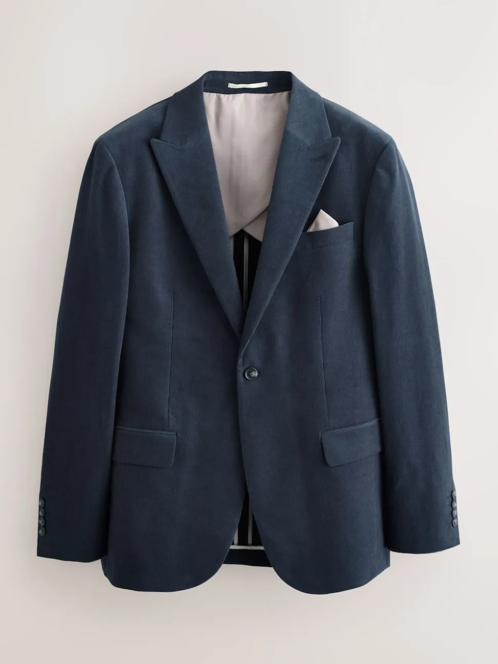 Navy Blue Slim Fit Corduroy Suit Jacket