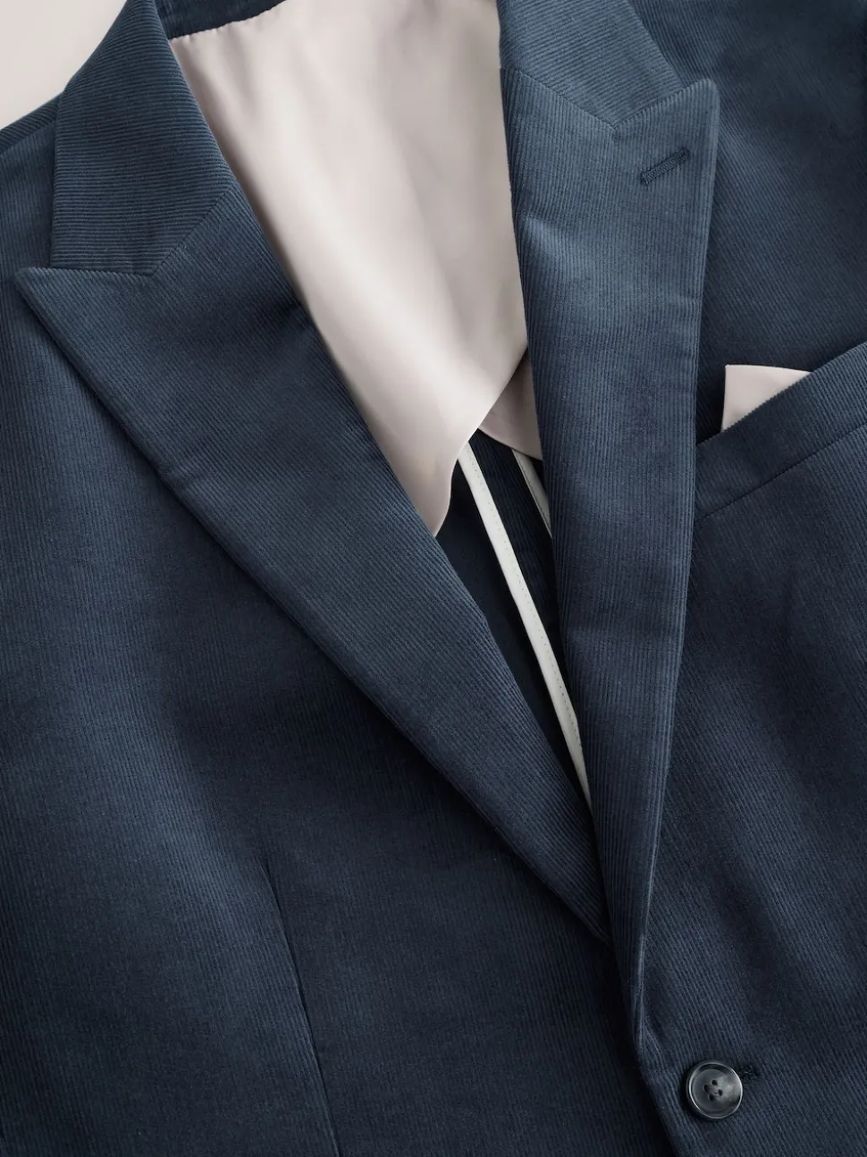 Navy Blue Slim Fit Corduroy Suit Jacket