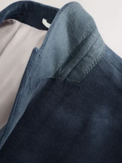 Navy Blue Slim Fit Corduroy Suit Jacket
